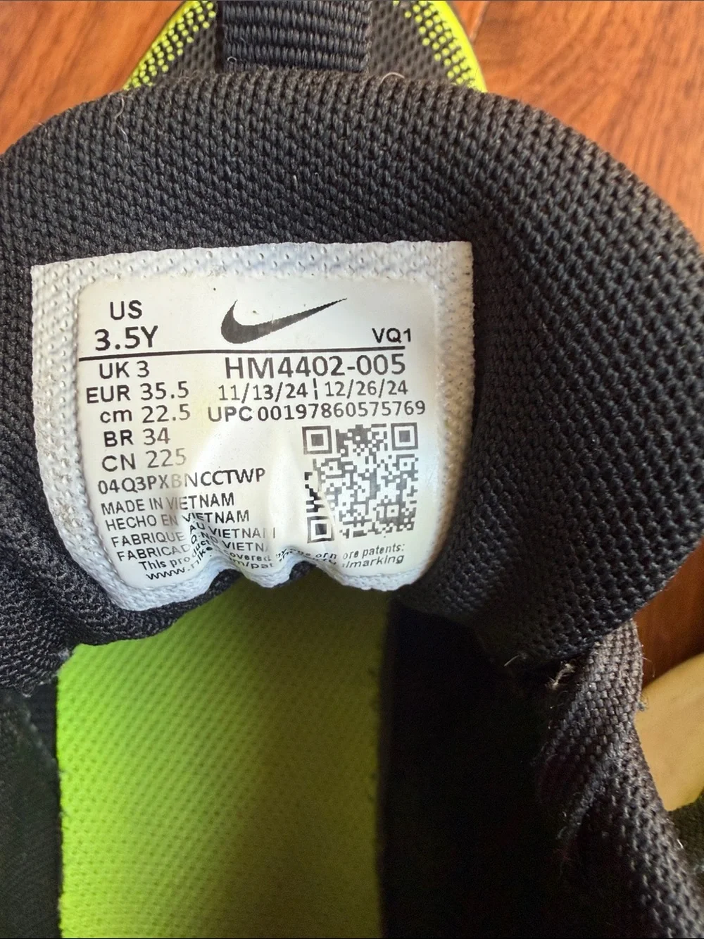 Nike Kids Black and Neon Yellow Athletic Sneakers